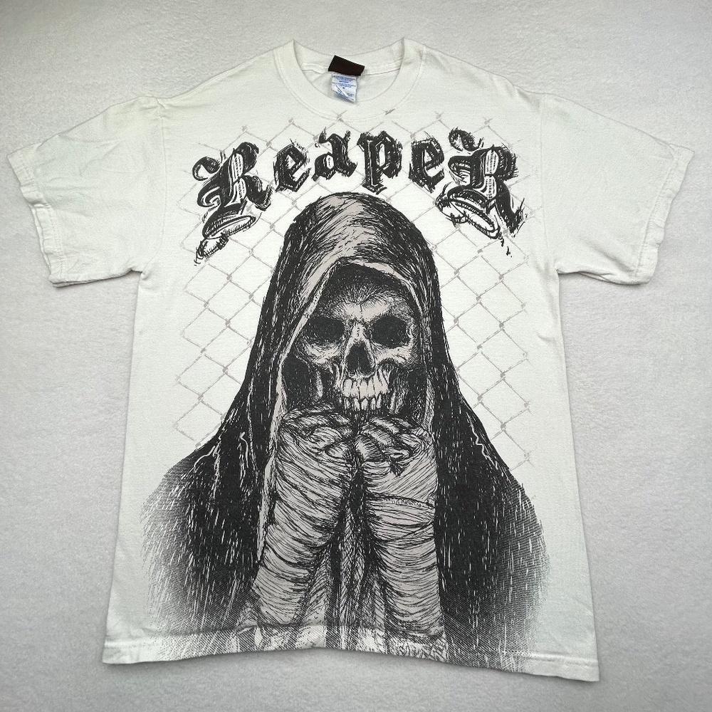 Aces & Eights Vintage Y2K Graphic Reaper T-shirt Medium Boxing MMA Martial Arts